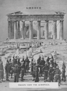 figure 23.23. troops of the 4th division of the british indian army looking at the parthenon