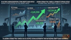 Απεικόνιση των χρηματιστηριακών αγορών και κερδοσκόπων που κερδίζουν από την ενεργειακή κρίση.