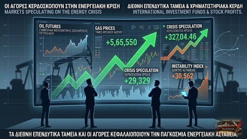 Απεικόνιση των χρηματιστηριακών αγορών και κερδοσκόπων που κερδίζουν από την ενεργειακή κρίση.