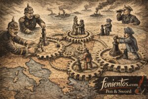 Σατιρική σκητσογραφία της Belle Époque που δείχνει τις ευρωπαϊκές συμμαχίες πριν τον Α΄ Παγκόσμιο Πόλεμο σαν γρανάζια πάνω σε χάρτη της Ευρώπης, συμβολίζοντας πώς οι συμμαχίες ενεργοποιήθηκαν και οδήγησαν στον πόλεμο.