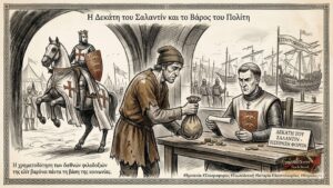 Άγγλος φοροσυλλέκτης παίρνει νομίσματα από εξουθενωμένο πολίτη για τον πόλεμο