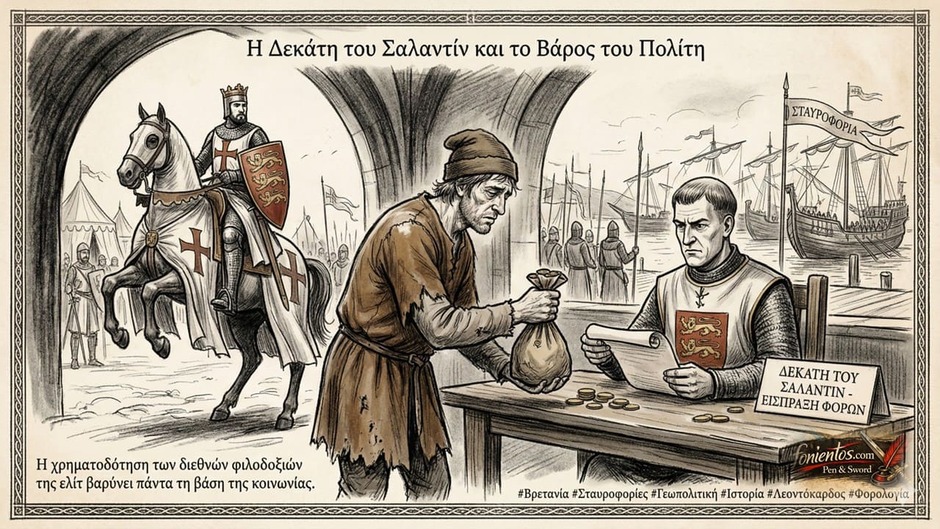 Άγγλος φοροσυλλέκτης παίρνει νομίσματα από εξουθενωμένο πολίτη για τον πόλεμο