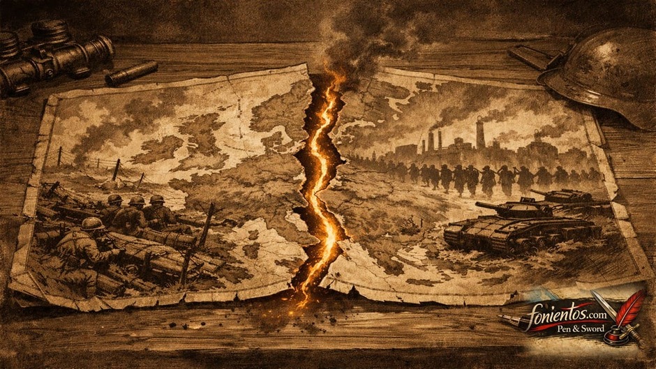 Σκισμένος χάρτης της Ευρώπης που συνδέει τον Α Παγκόσμιο Πόλεμο με τη νέα σύγκρουση