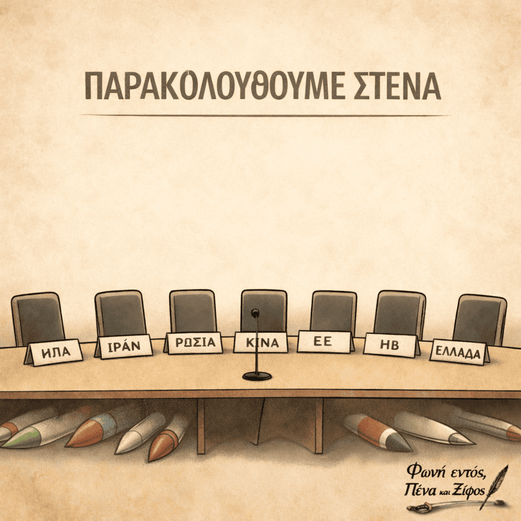 Η γεωπολιτική κρίση Ιράν ΗΠΑ εξελίσσεται με βόμβες και δηλώσεις. Οι καρέκλες των μεγάλων δυνάμεων είναι άδειες, αλλά το μικρόφωνο γράφει. Όλοι παρακολουθούν στενά. Κανείς δεν μιλά καθαρά.