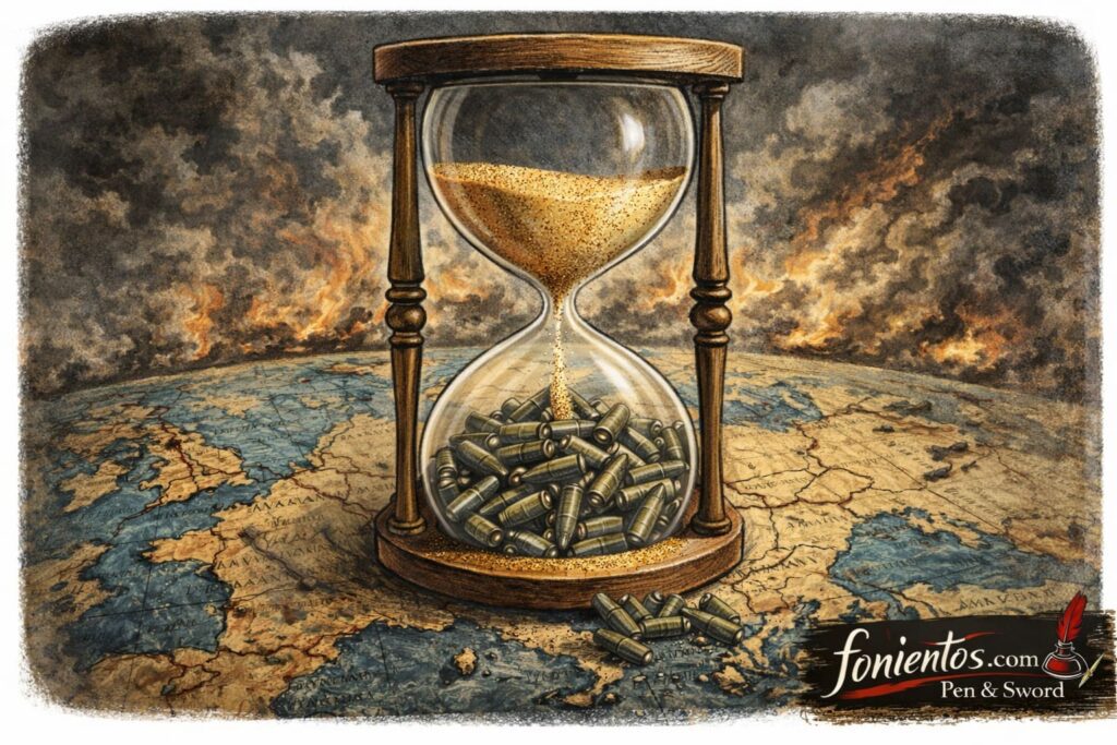 Μια κλεψύδρα όπου η άμμος που πέφτει μετατρέπεται σε σφαίρες και βλήματα πυροβολικού