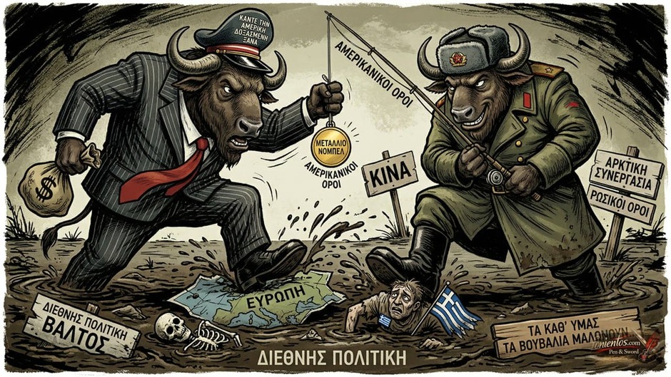 Η αποτύπωση των πραγματικών κινήτρων του Trump (δόξα, χρήμα, εγωισμός) και πώς αυτά τα εκμεταλλεύεται ο Putin, καθώς και η κατακλείδα "Τα βουβάλια μαλώνουνε στον βάλτο".