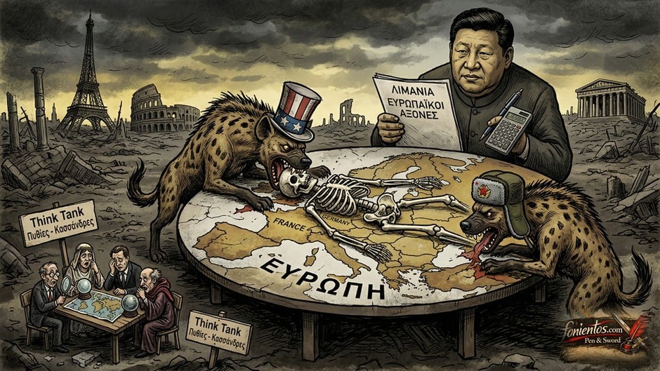 Η οπτικοποίηση της κεντρικής, σκληρής μεταφοράς του άρθρου για την τύχη της Ευρώπης.