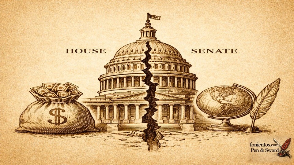 Σκίτσο με δύο πόρτες, η μία έχει το σύμβολο του δολαρίου και η άλλη της υδρογείου.