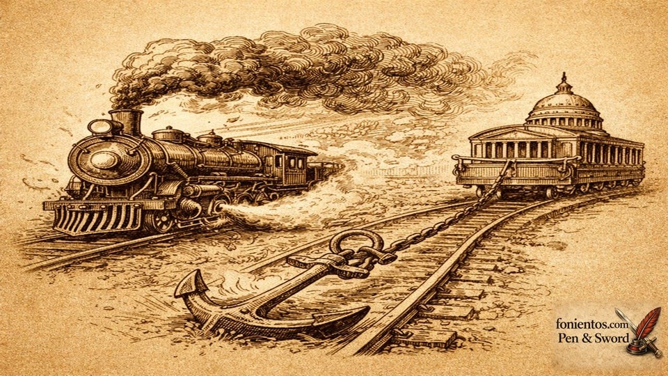 Σκίτσο μιας αμαξοστοιχίας όπου το πρώτο βαγόνι είναι ταχύτατο και το πίσω βαρύ.