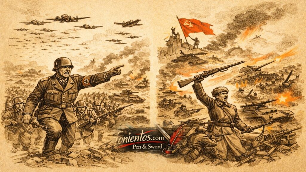 Σκίτσο της Επιχείρησης Μπαρμπαρόσα με τη γερμανική προέλαση προς τη Σοβιετική Ένωση