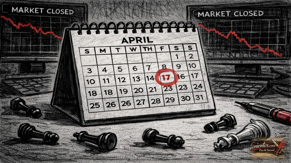 Ημερολόγιο Απριλίου με σημειωμένη τη 17η και σύμβολα κλειστών αγορών.