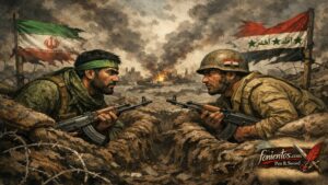 Στρατιώτες Ιράν και Ιράκ αντικριστά σε χαρακώματα κατά τον πόλεμο Ιράν–Ιρά