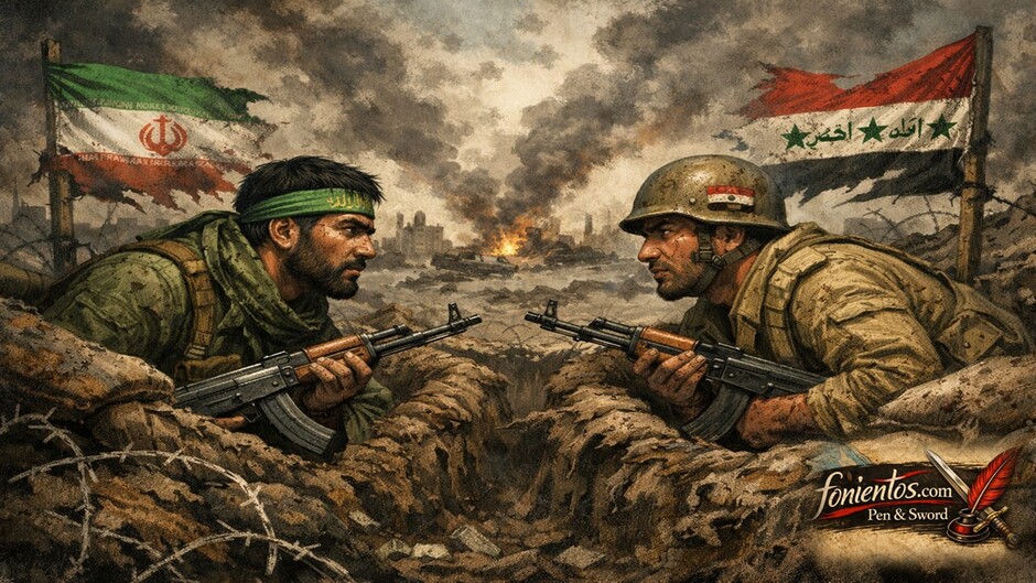 Στρατιώτες Ιράν και Ιράκ αντικριστά σε χαρακώματα κατά τον πόλεμο Ιράν–Ιρά