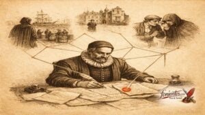 Πολιτικό σκίτσο με πρώιμο δίκτυο κατασκοπείας που συνδέεται με κρατικό μηχανισμό