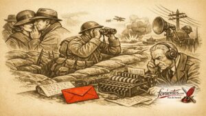 Αξιωματικός αναλύει κωδικοποιημένες πληροφορίες σε γραφείο κατά τον Α Παγκόσμιο Πόλεμο