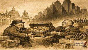 Ο Τσώρτσιλ παραδίδει τον βρετανικό πλούτο στον Ρούσβελτ με αντάλλαγμα όπλα.