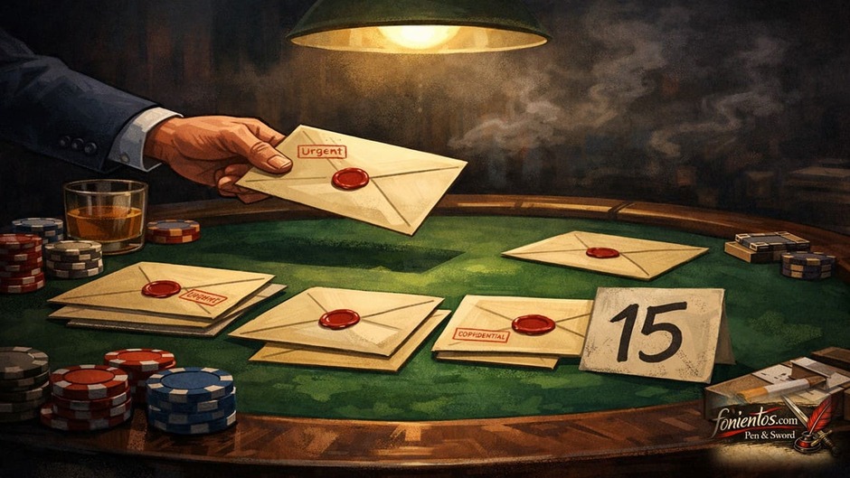 Φάκελοι σαν χαρτιά σε τραπέζι που συμβολίζουν τα πολιτικά σκάνδαλα στην Ελλάδα