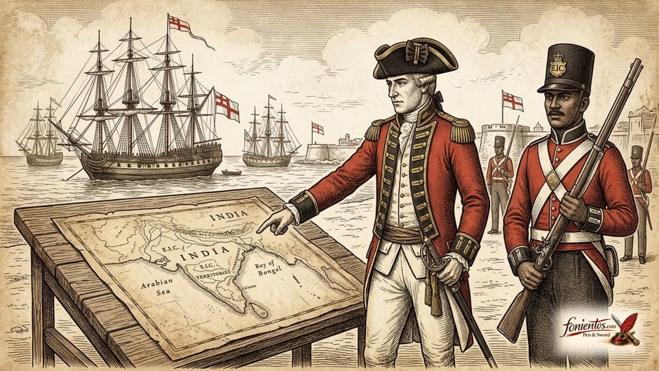 Ινδός στρατιώτης Σεπάγι υπό τις διαταγές ενός Βρετανού αξιωματικού του στρατού της Εταιρείας.