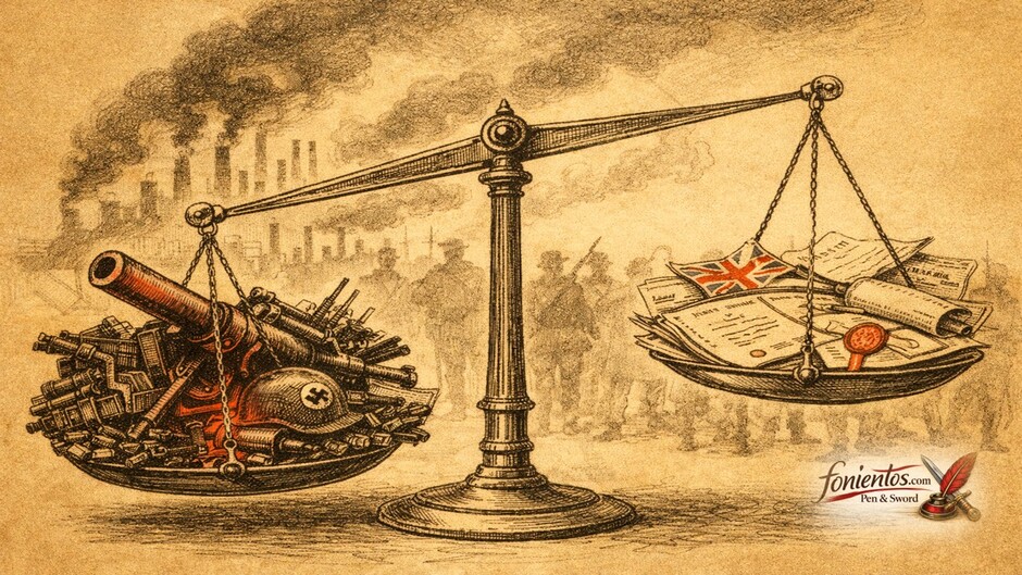 Πολιτικό σκίτσο με ζυγαριά όπου τα όπλα και η στρατιωτική ισχύς υπερτερούν της διπλωματίας πριν τον Β Παγκόσμιο Πόλεμο