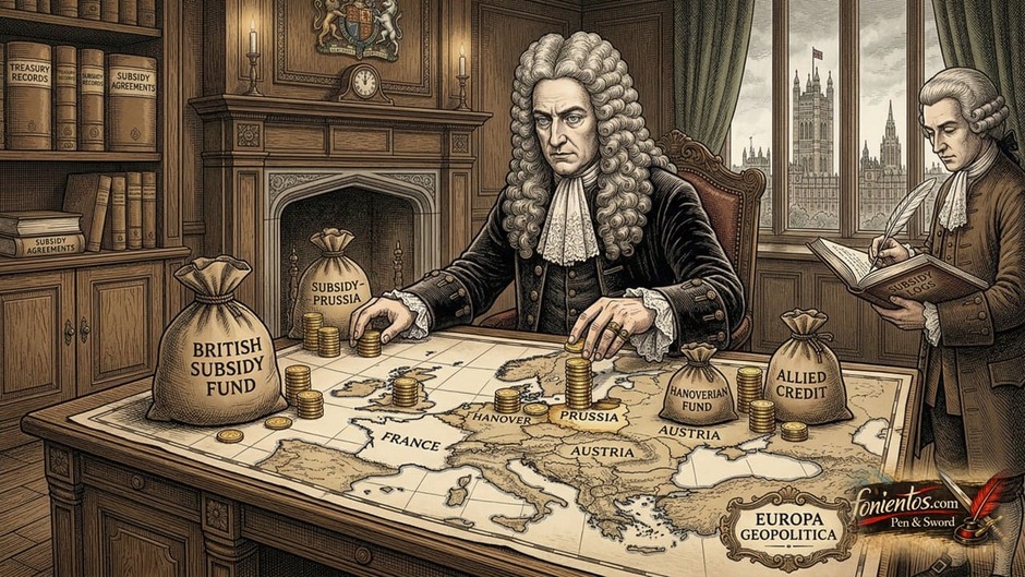 Ένας Βρετανός αριστοκράτης παίζει σκάκι πάνω στον χάρτη της Ευρώπης χρησιμοποιώντας χρυσές λίρες.