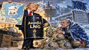 Αμερικανός επιχειρηματίας πουλάει ακριβό αέριο σε παγωμένο Ευρωπαίο αξιωματούχο.